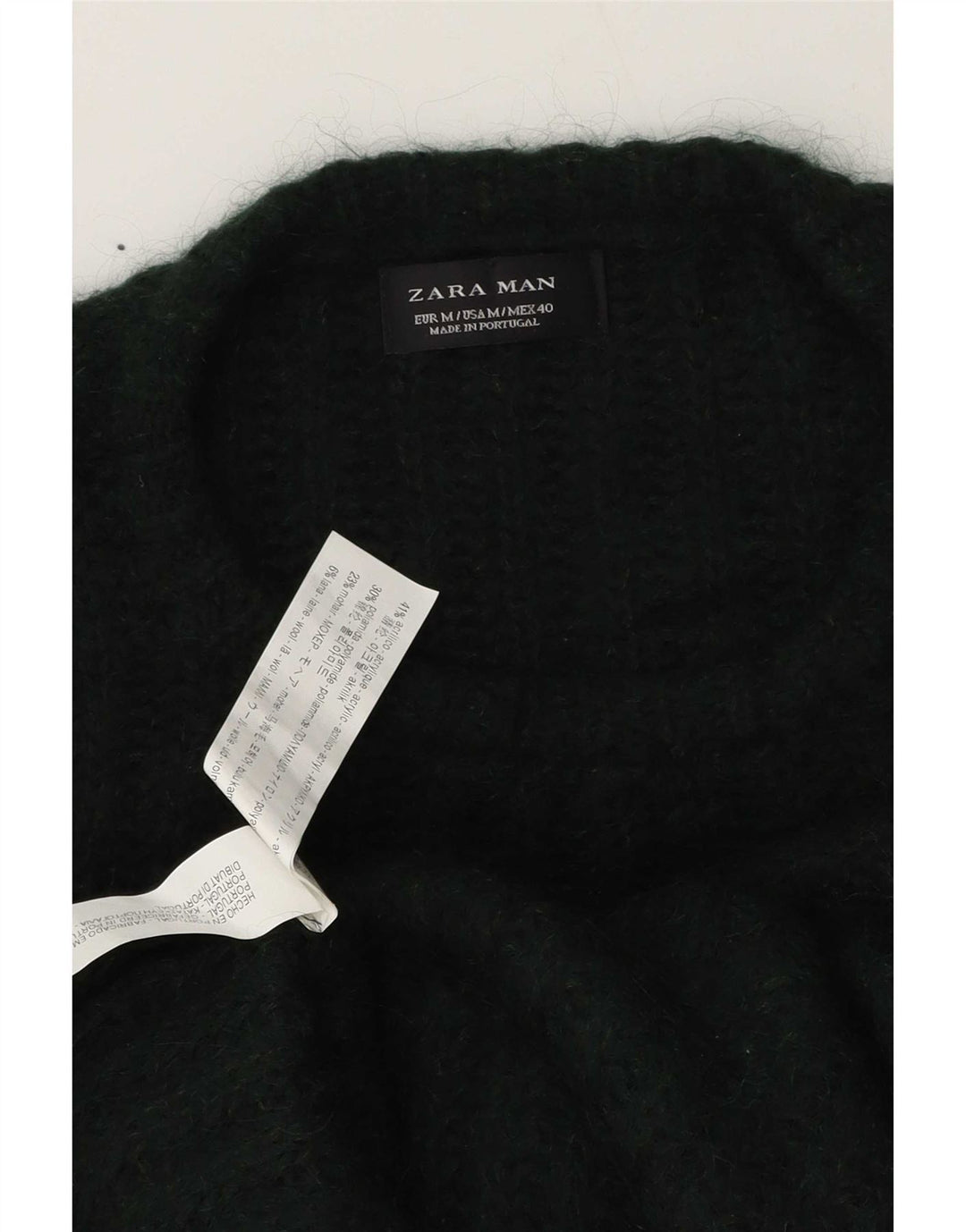 Zara Hombre Jersey Cuello Redondo Jersey Acrílico Verde Medio