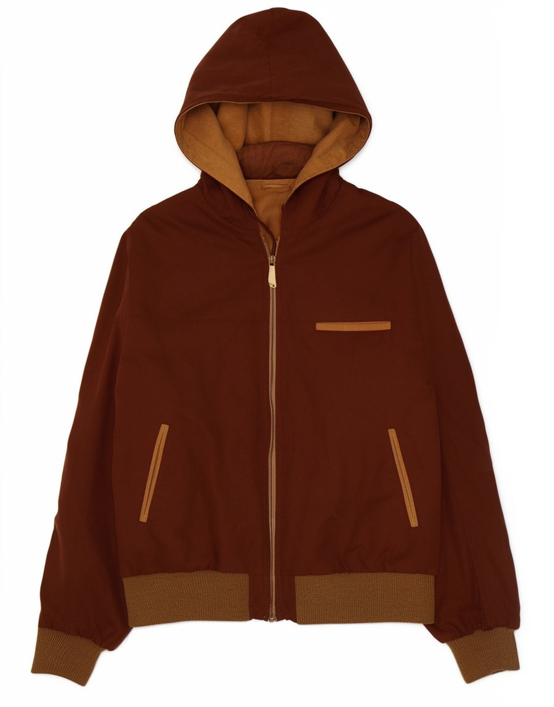 Vintage hombres con capucha chaqueta bomber reversible Reino Unido 38 color marrón medio