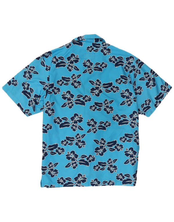 Astrolabio Camisa de manga corta para hombre Poliéster floral azul grande
