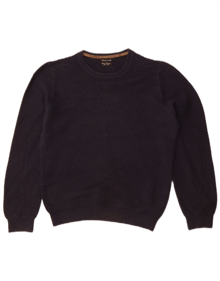 MASSIMO DUTTI Jersey con Cuello Barco para Mujer UK 10 Small Azul Marino Algodón