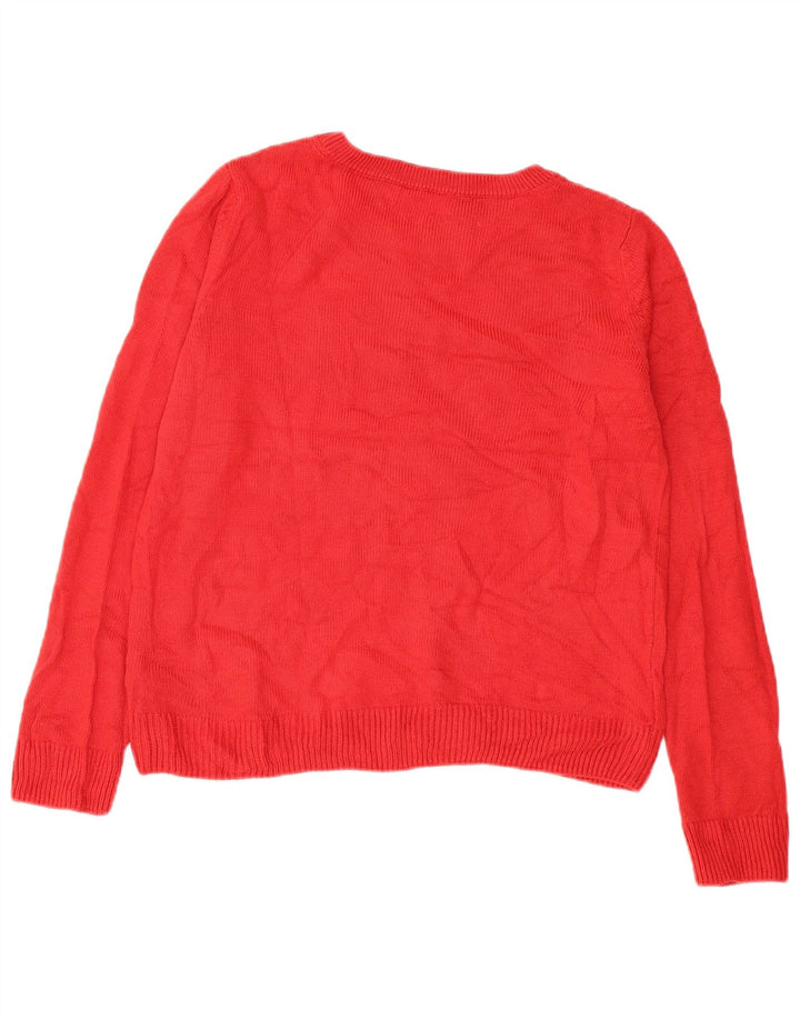 Marks & Spencer suéter gráfico con cuello redondo para mujer, talla 44, talla M, color rojo