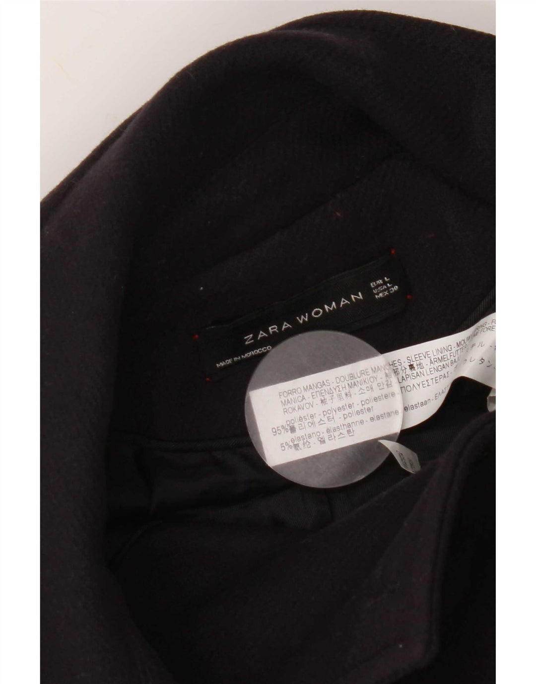 Zara Mujer Chaquetón UK 40 Grande Poliéster Azul Marino