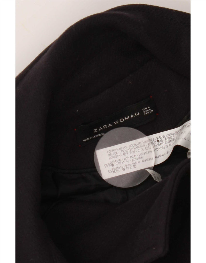 Zara Mujer Chaquetón UK 40 Grande Poliéster Azul Marino