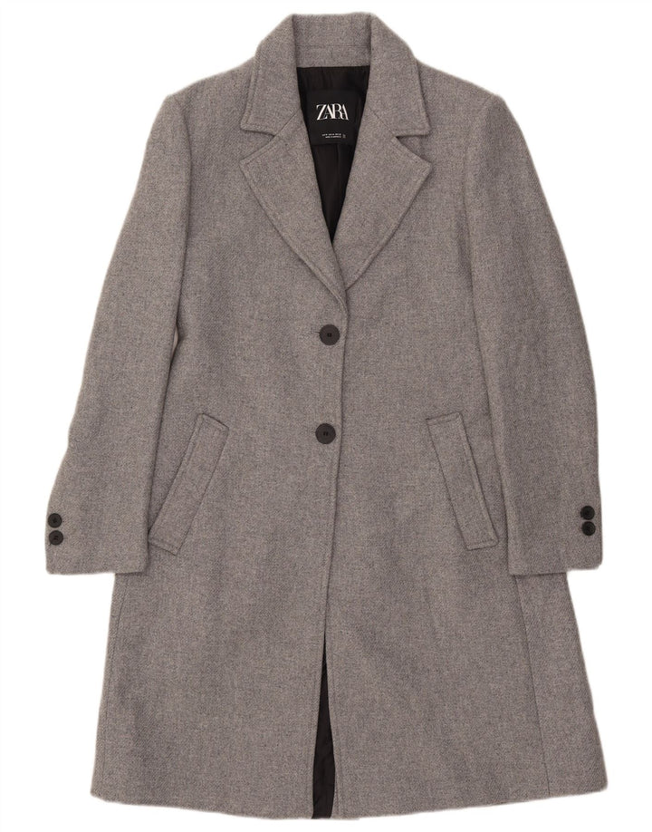 Zara Mujer Abrigo UK 42 Lana Gris Medio