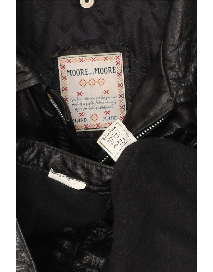 MORE & MORE Abrigo de cuero para hombre UK 40 Large Black Leather