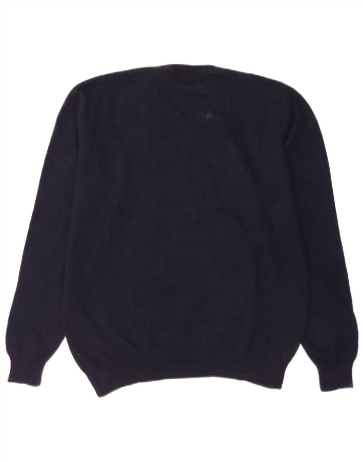 Marks & Spencer Jersey con cuello en V para hombre, talla grande, cachemir azul marino