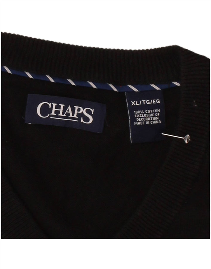 CHAPS Mens Vest Tank Top XL Black Cotton