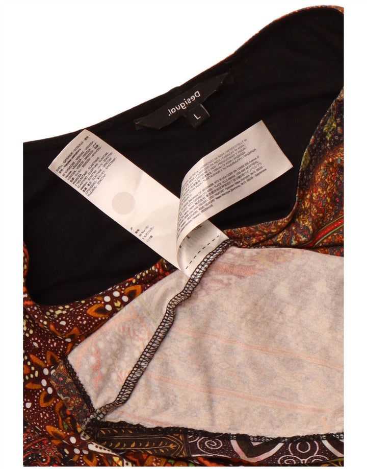 Desigual Vestido maxi de manga 3/4 para mujer UK 44 Grande Viscosa multicolor