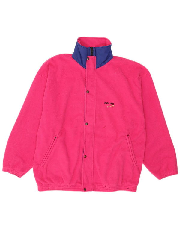 Vintage mujer suelta ajuste chaqueta de lana Reino Unido 14 grandes deportes de poliéster rosa