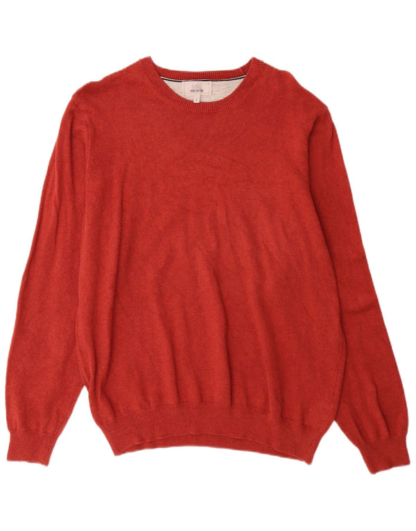 Marks & Spencer Mens Boat Neck Jumper Sweater Large Red Cotton