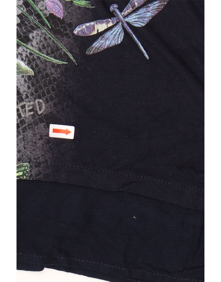 Desigual Top tipo túnica con gráfico para mujer UK 40 Medio Azul marino Floral