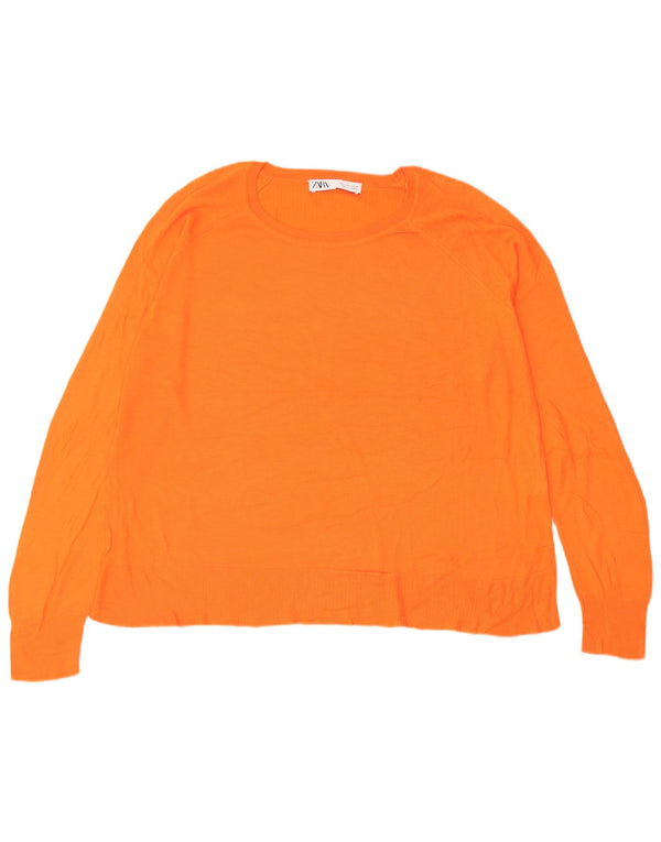 Zara - Jersey con cuello barco para mujer, talla 40, talla grande, viscosa naranja