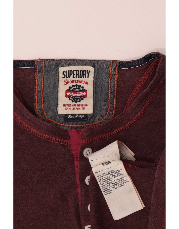 Superdry Top ajustado de manga larga de algodón granate para hombre