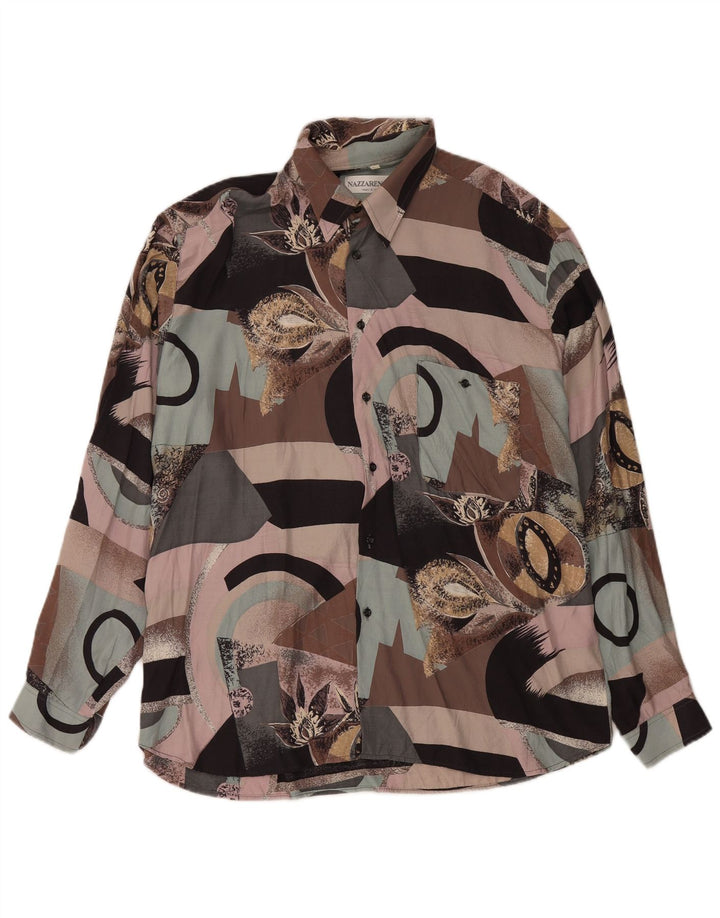 Nazzareno G. Camisa Hombre Estampado Abstracto XL Viscosa Multicolor