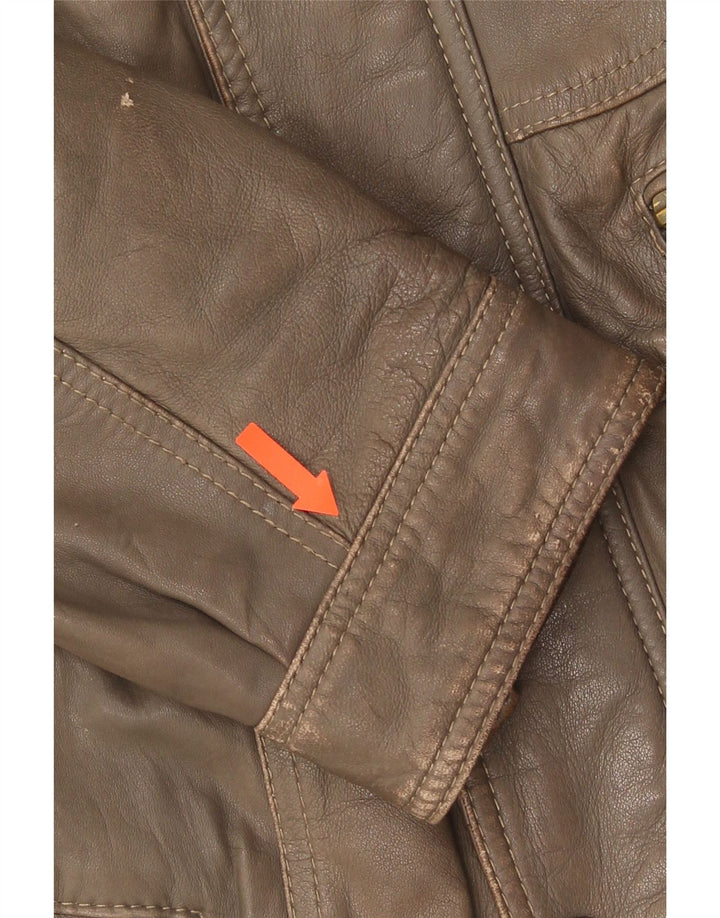 Chaqueta de cuero vintage para hombre IT 46 Pequeño Marrón