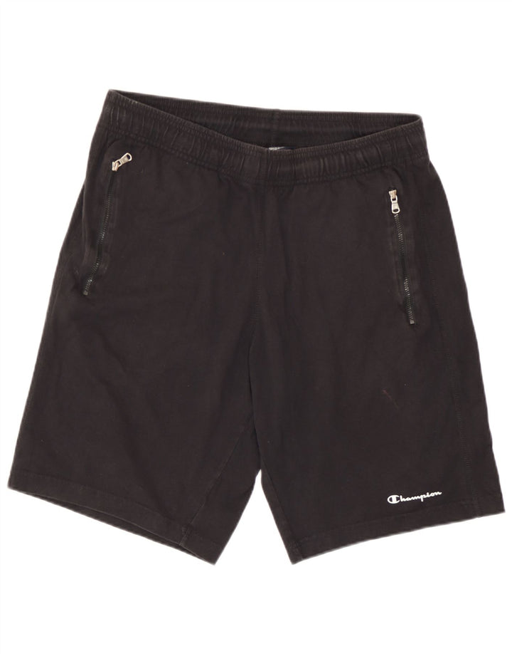 Champion Pantalones cortos deportivos para hombre, tamaño grande, algodón negro
