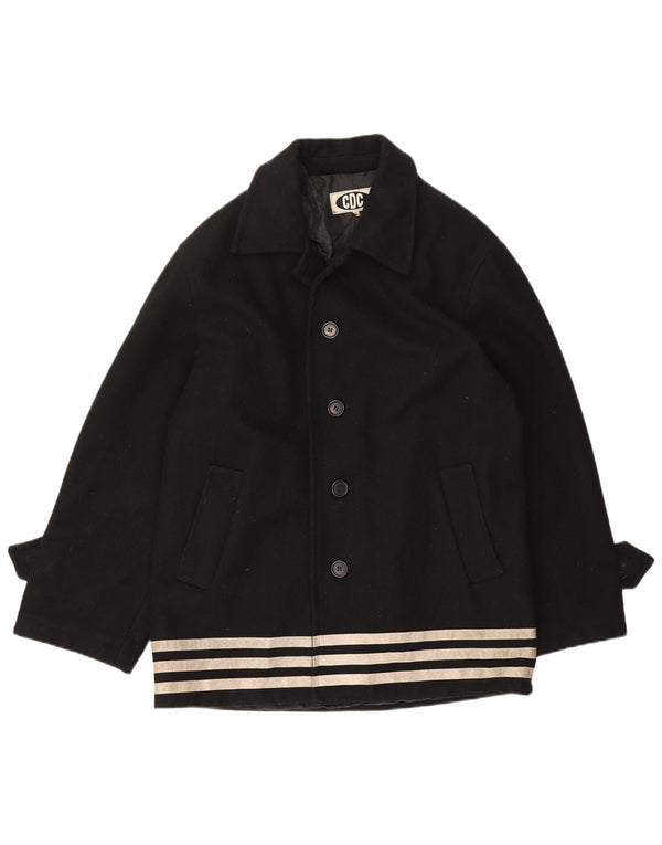 Abrigo vintage para hombre IT 50 lana grande a rayas negras
