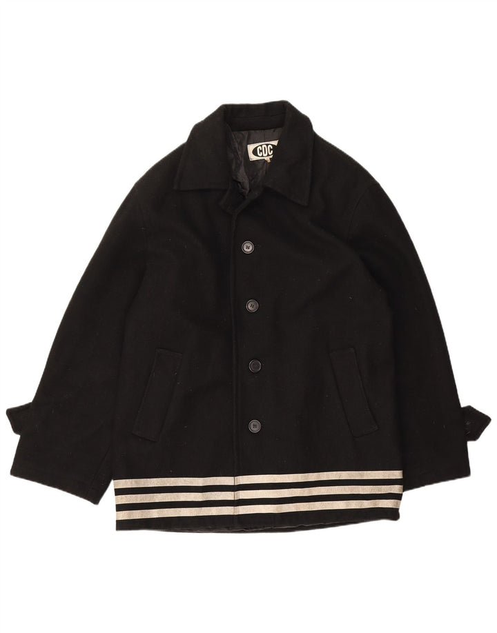 Abrigo vintage para hombre IT 50 lana grande a rayas negras