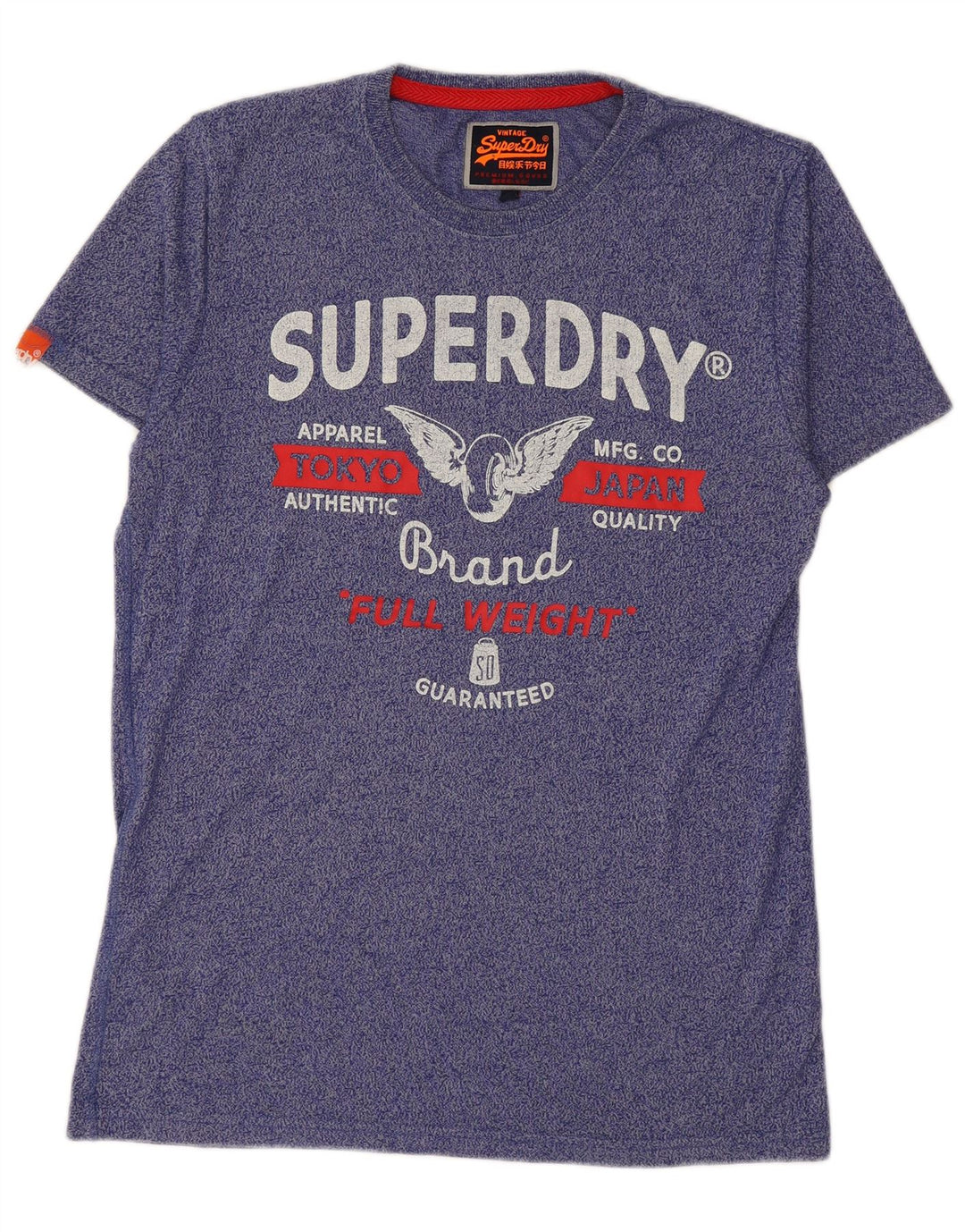 SUPERDRY Camiseta gráfica para hombre Top grande de algodón moteado azul