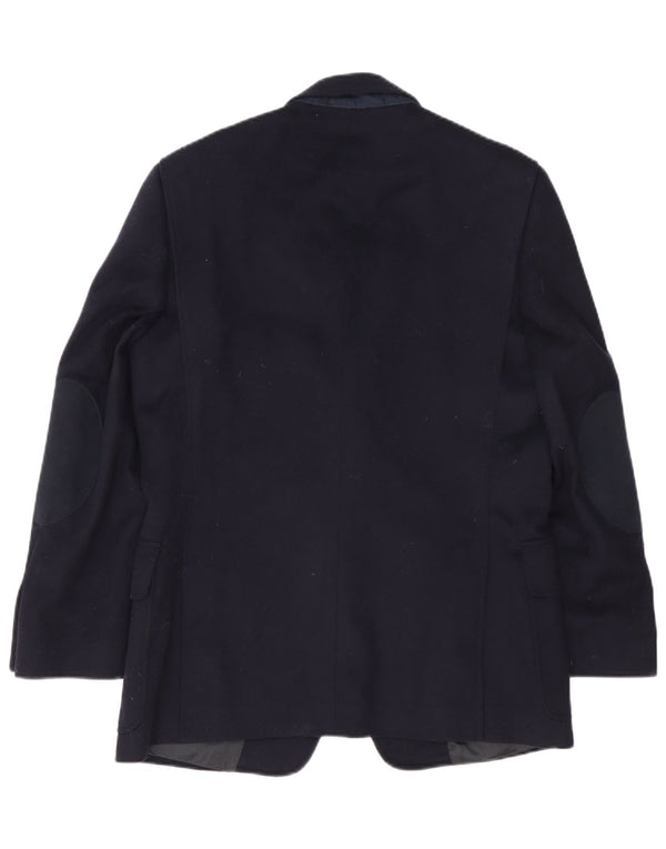 Vintage hombres 2 botones Blazer chaqueta IT 48 medio azul marino lana virgen
