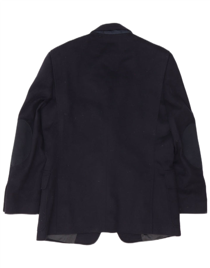Vintage hombres 2 botones Blazer chaqueta IT 48 medio azul marino lana virgen