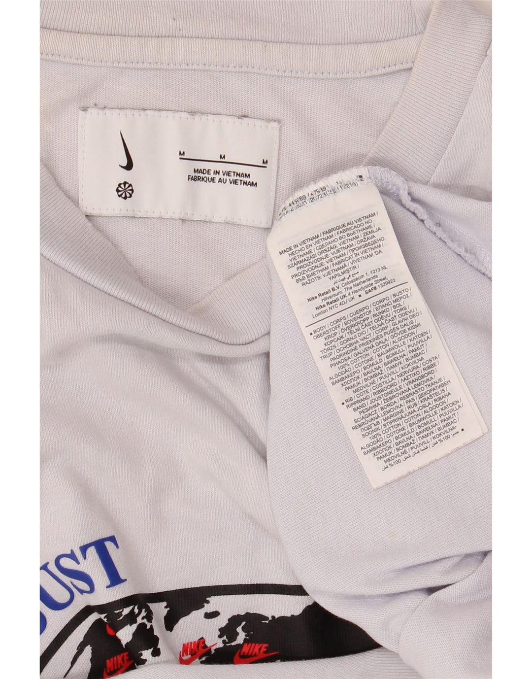 NIKE Camiseta gráfica para hombre Top mediano de algodón blanco roto