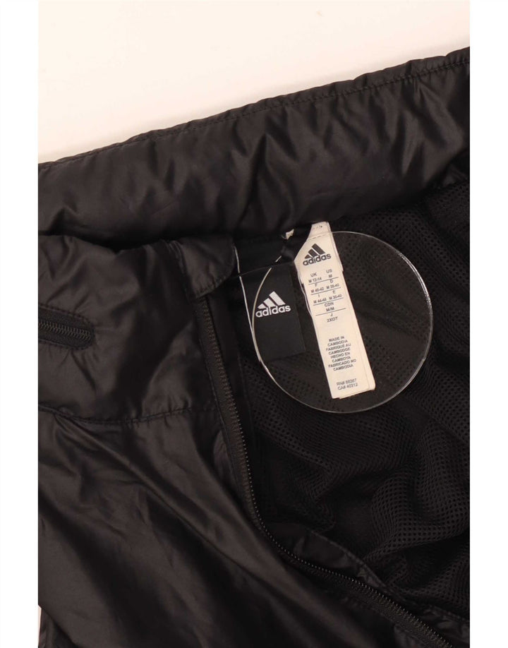 Adidas Chaqueta impermeable con capucha gráfica para mujer Reino Unido 12/14 Mediano Negro Poliéster