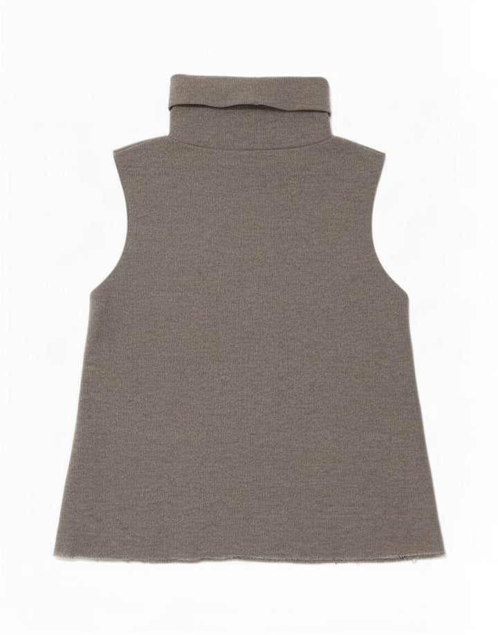 Zara Mujer Roll Neck Vest Top UK 10 Small Gris Poliéster