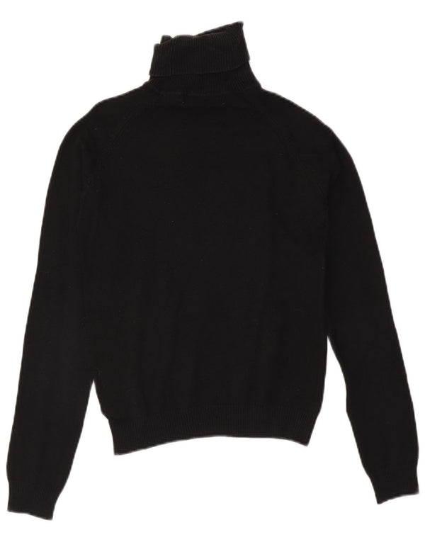 Zara Mujer Crop Roll Neck Jumper Sweater UK 12 Medium Negro Algodón