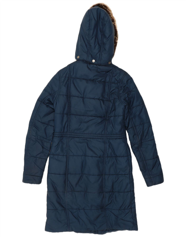 Barbour Abrigo acolchado con capucha para mujer UK 8 Small Poliéster azul marino