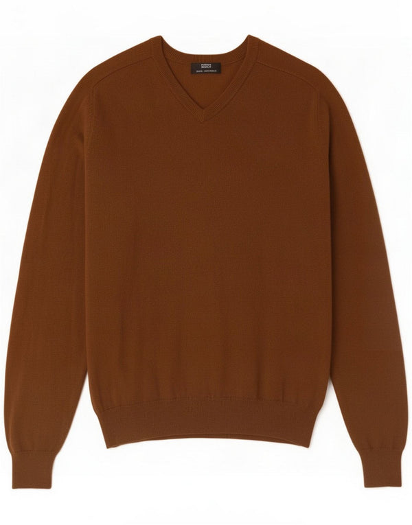Marks & Spencer Suéter con cuello en V para hombre Cachemira marrón medio