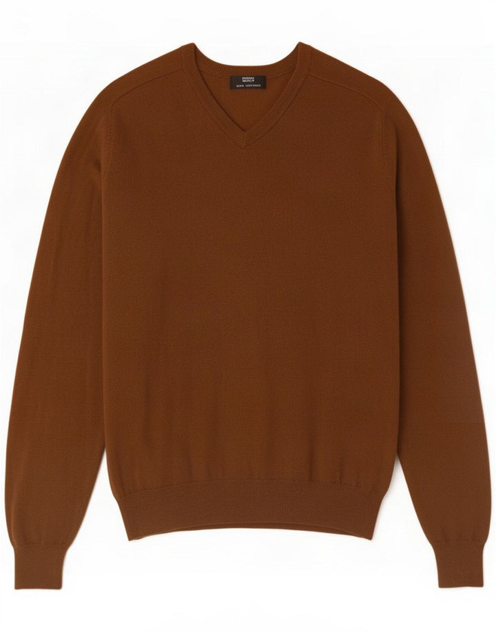 Marks & Spencer Suéter con cuello en V para hombre Cachemira marrón medio