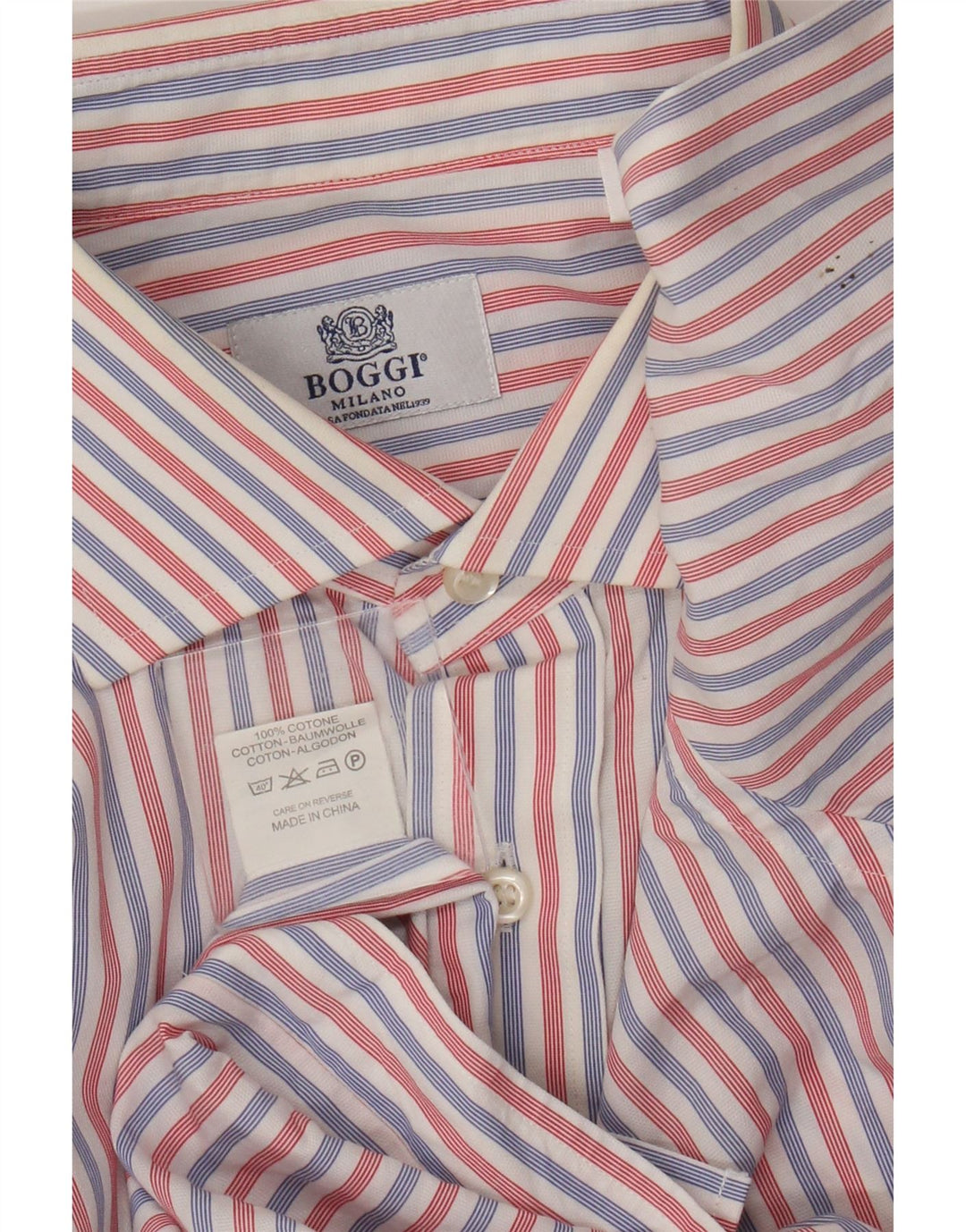 Boggi Milano Camisa Grande De Algodón A Rayas Rojas Hombre