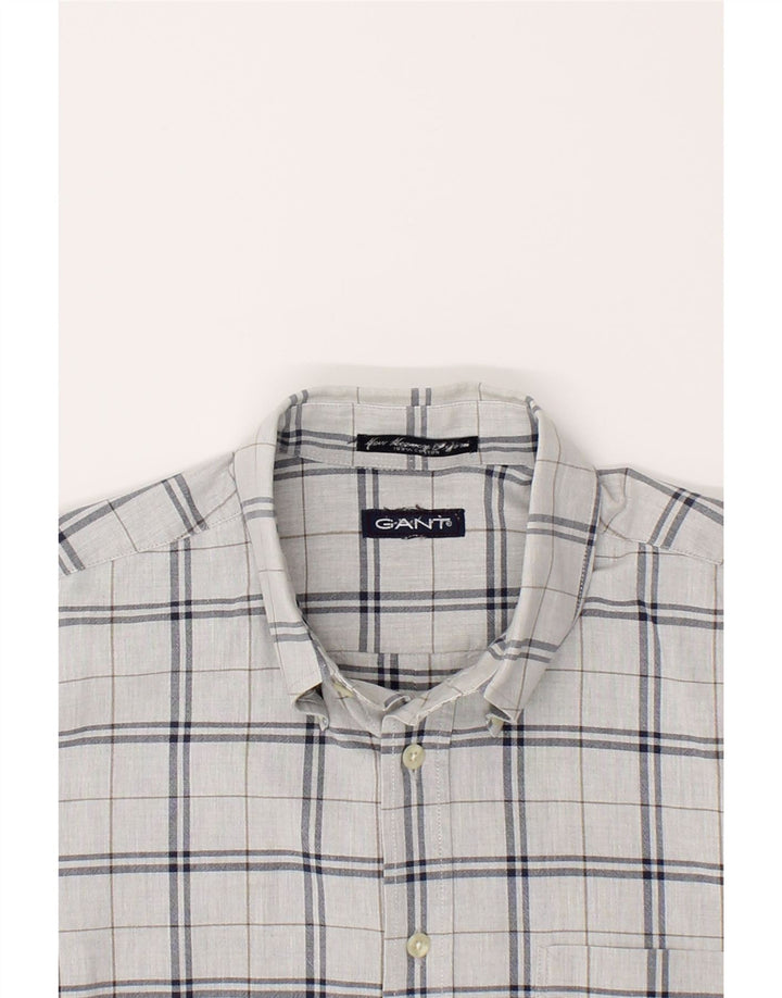 Camisa GANT Hombre Gris Medio A Cuadros De Algodón