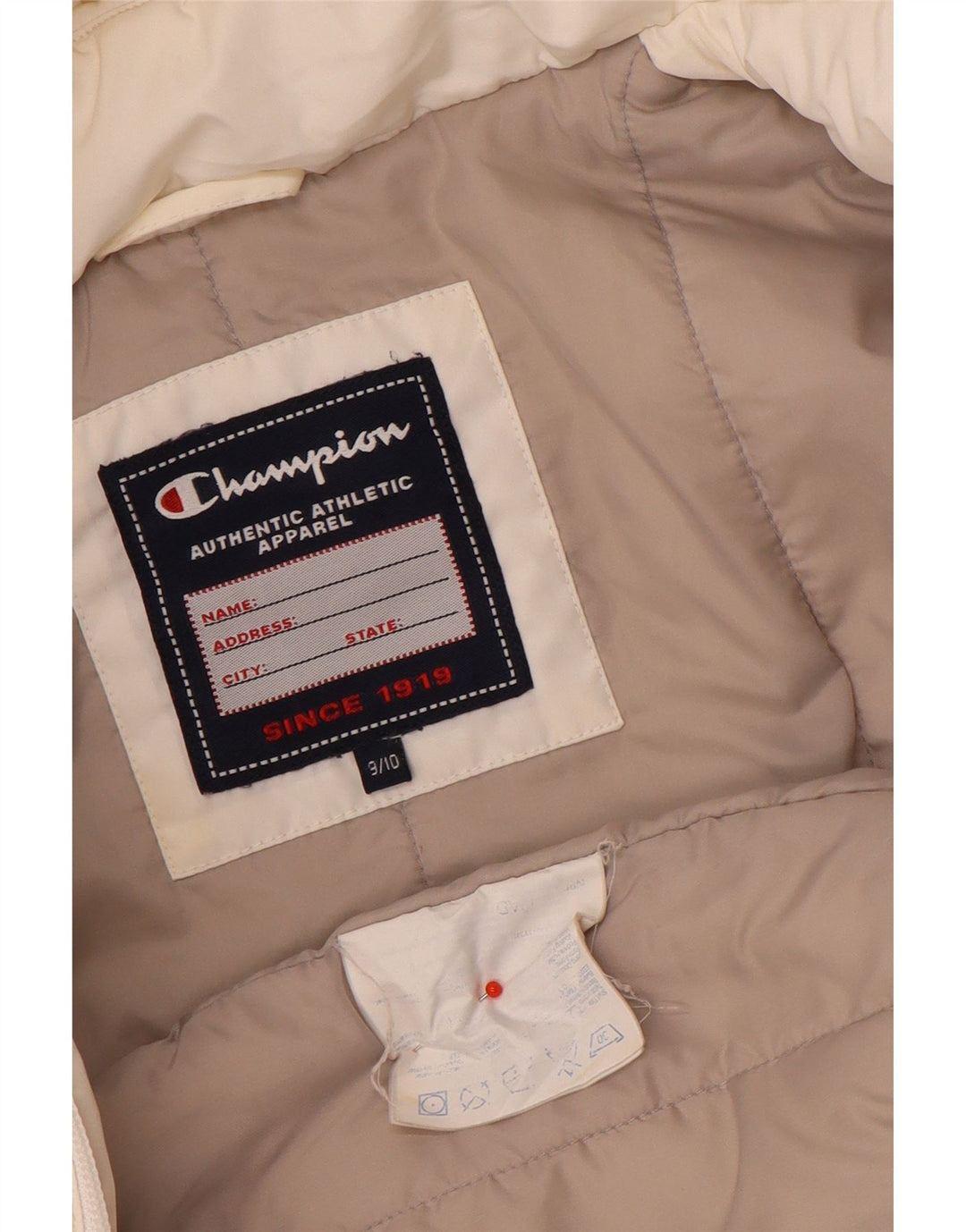 Champion Abrigo acolchado con capucha para niña 9-10 años Blanco Poliéster