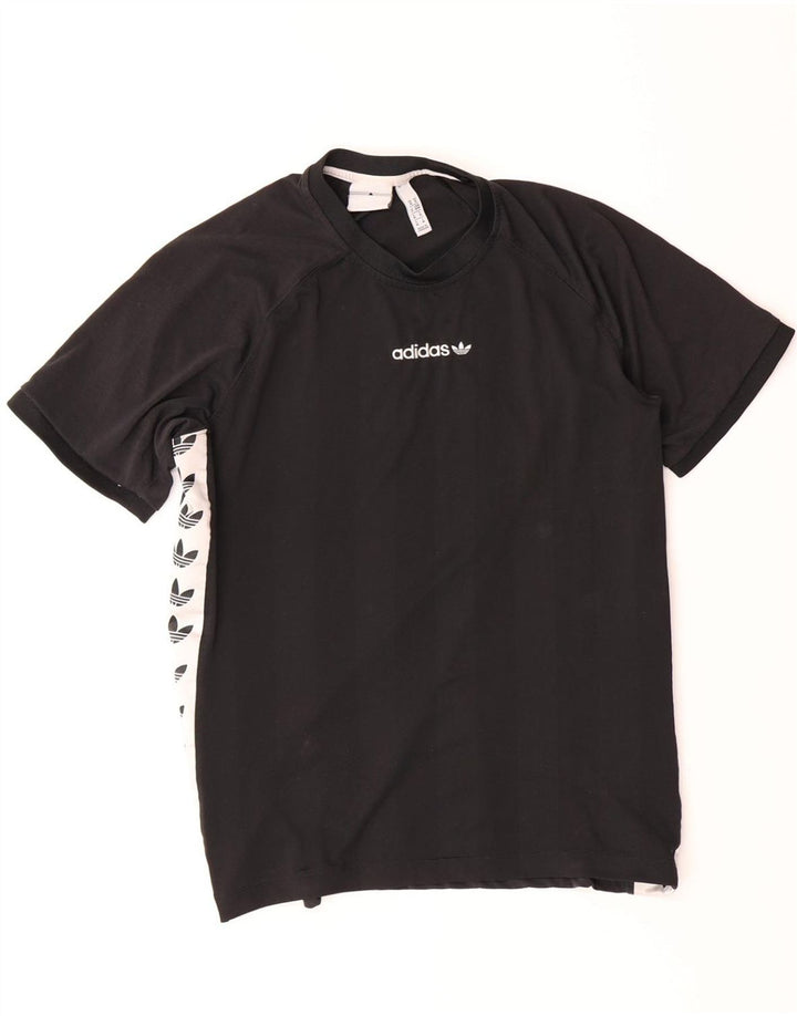ADIDAS Mens Graphic T-Shirt Top Medium Black Colourblock Polyester Vintage Adidas and Second-Hand Adidas from Messina Hembry 