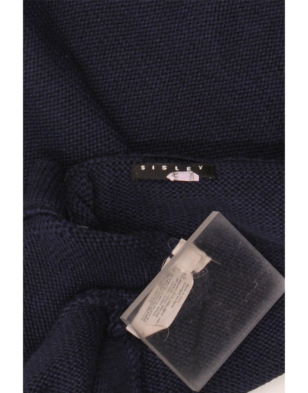 SISLEY Jersey con cuello en V para hombre de lana azul marino grande