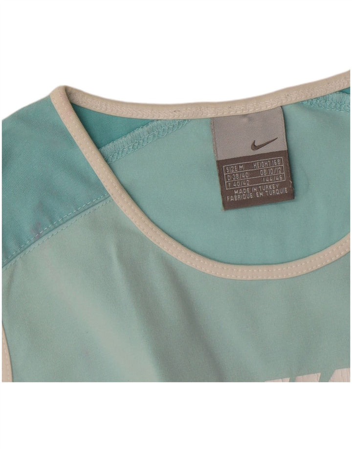 Nike Top sin mangas con gráfico corto para mujer UK 10/12 Medium Turquesa