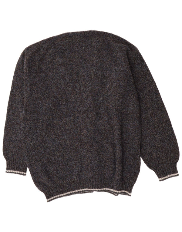 Vintage hombre Cardigan suéter IT 54 XL lana gris