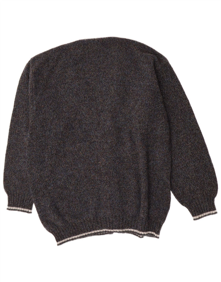 Vintage hombre Cardigan suéter IT 54 XL lana gris