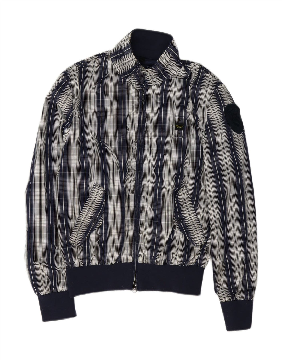 Blauer Chaqueta Bomber para Hombre UK 42 XL Poliéster a Cuadros Azul Marino