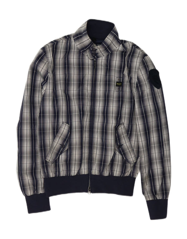 Blauer Chaqueta Bomber para Hombre UK 42 XL Poliéster a Cuadros Azul Marino