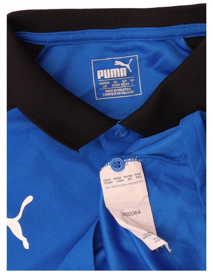 PUMA Polo gráfico para hombre poliéster con bloques de color azul grande