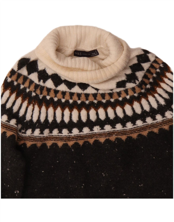 Marks & Spencer Suéter tipo jersey con cuello vuelto para mujer Reino Unido 10 Small Grey Fair Isle