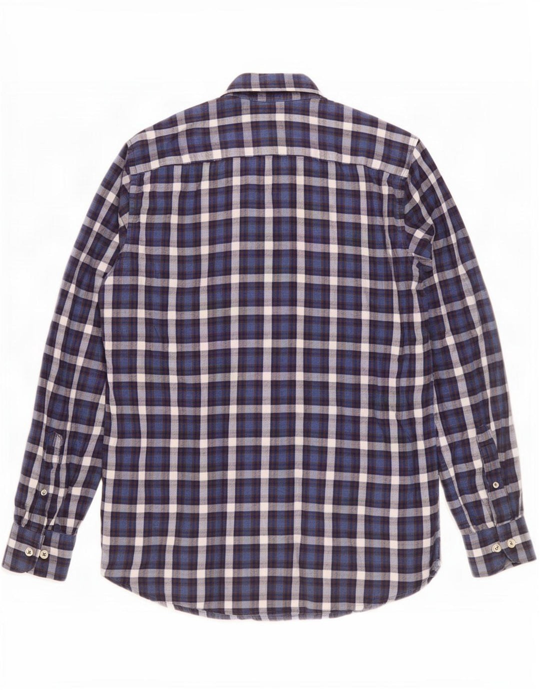 Carrera Camisa de franela de ajuste regular para hombre Algodón a cuadros azul marino mediano
