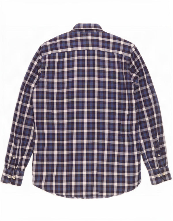 Carrera Camisa de franela de ajuste regular para hombre Algodón a cuadros azul marino mediano