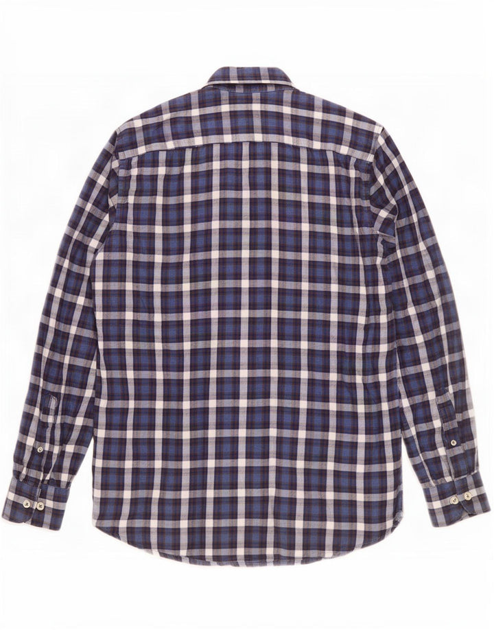 Carrera Camisa de franela de ajuste regular para hombre Algodón a cuadros azul marino mediano