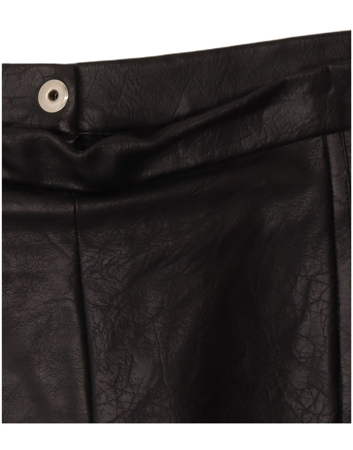 VINTAGE Falda de cuero para mujer W28 Cuero negro medio