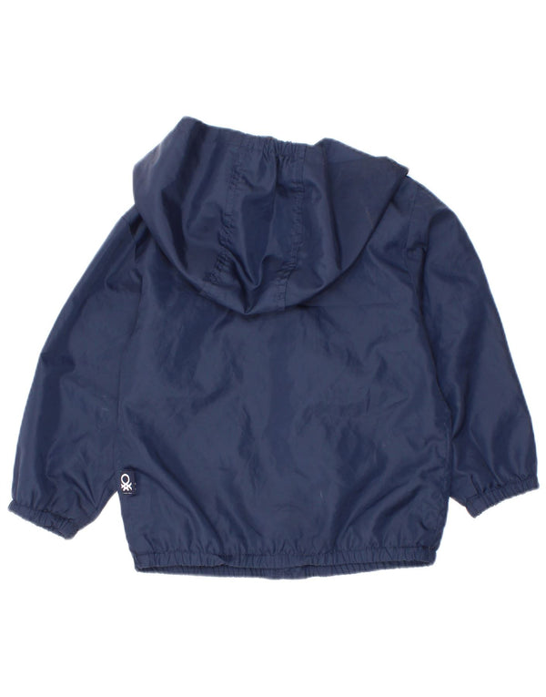 Benetton Chubasquero Con Capucha Bebé Niño 18-24 Meses Azul Marino Poliéster