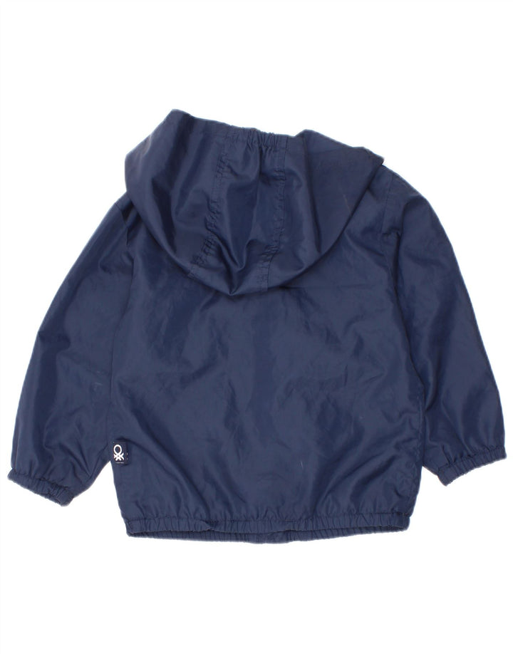 Benetton Chubasquero Con Capucha Bebé Niño 18-24 Meses Azul Marino Poliéster